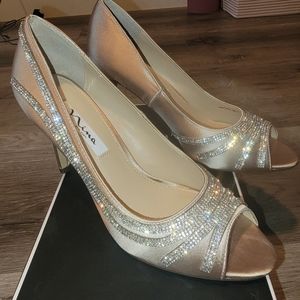 Nina Champagne crystal heels